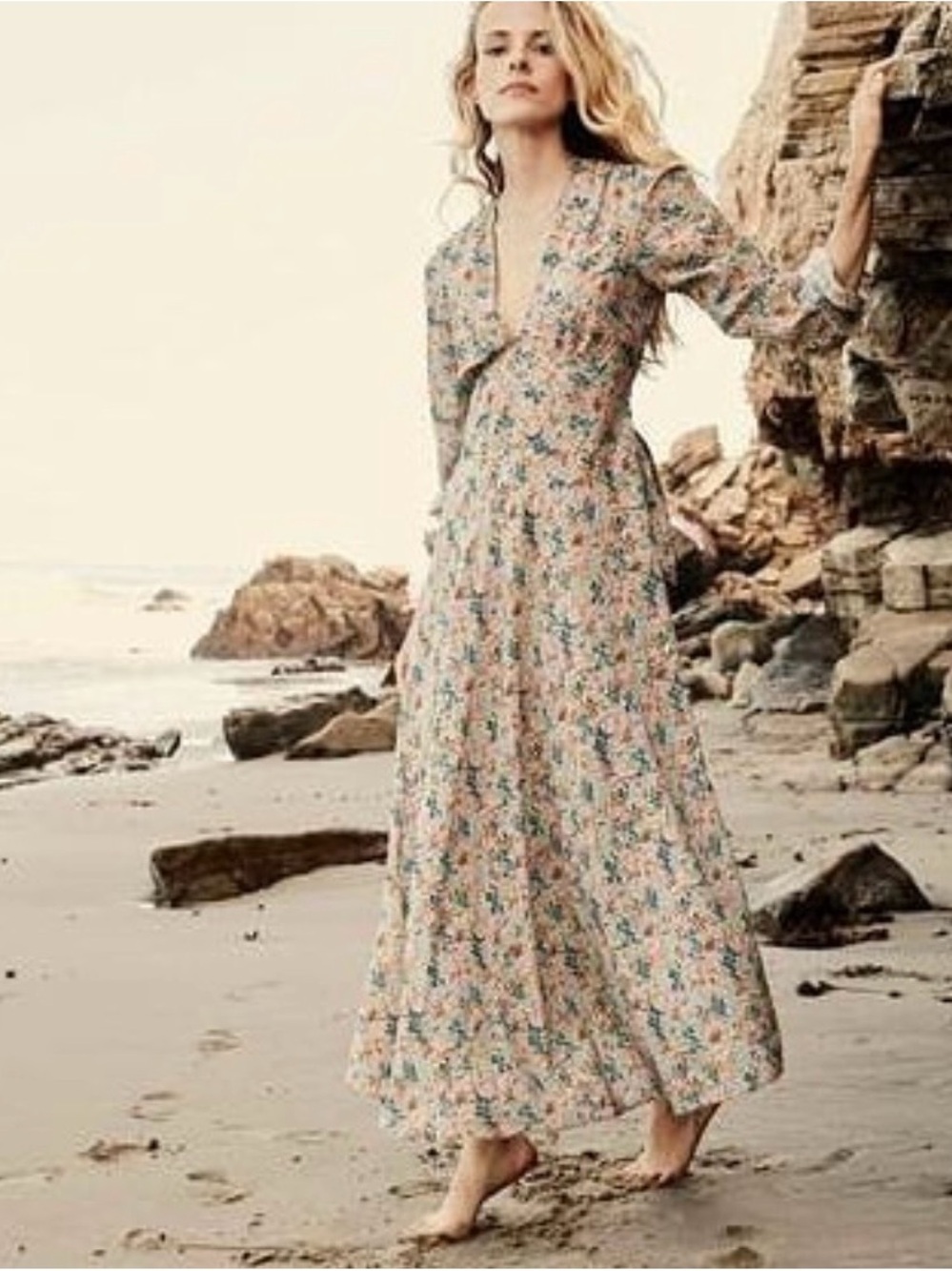Doen women's dress Charleston Cream Lady Bird Floral maxi size small